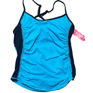 Anne Cole Locker Blue Tankini Swim Top Size Large New with Tags